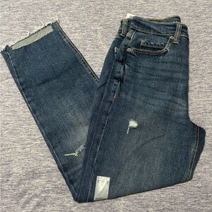 Old Navy Dark Blue Distressed Jeans 0